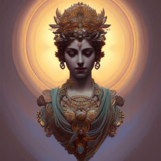 Diamond Goddess Statue: Hyperdetailed 8k Portrait
