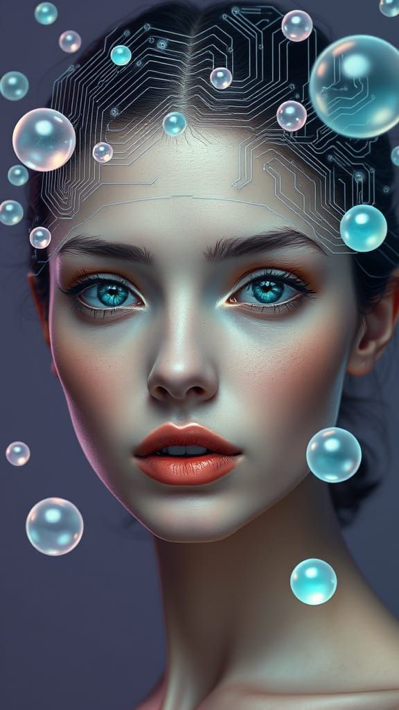 Cyberpunk Goddess with Integrated Technology