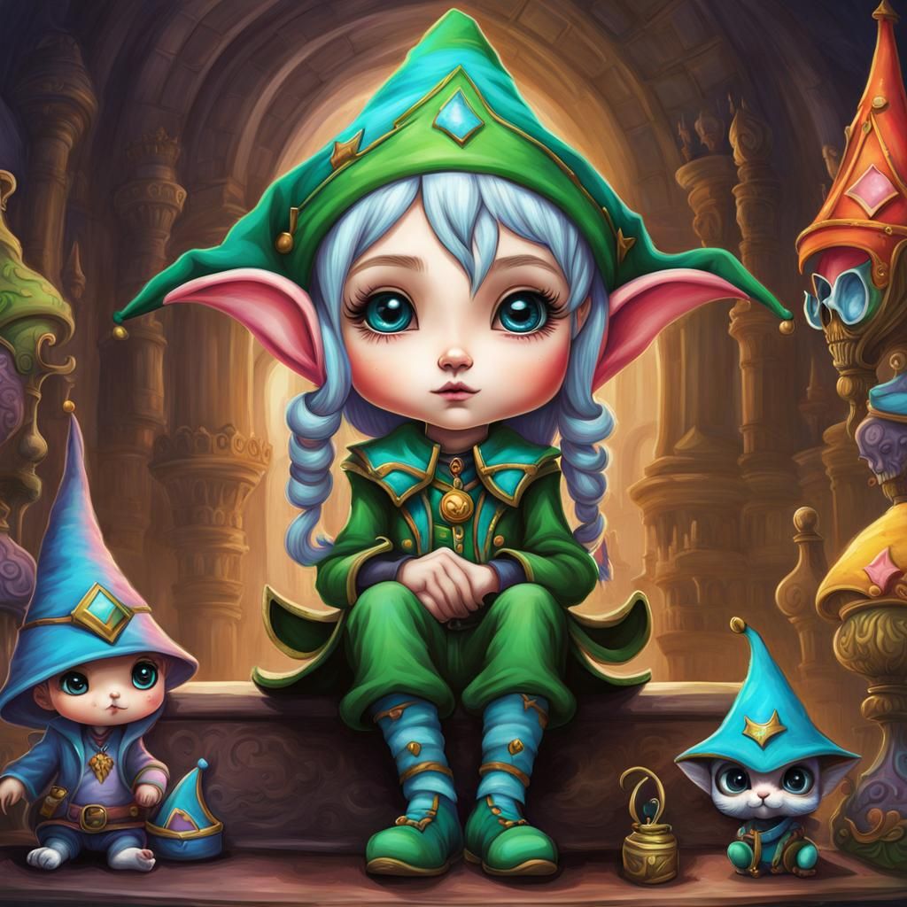 Chibi Aetherpunk Elf in Pop Surrealism Style