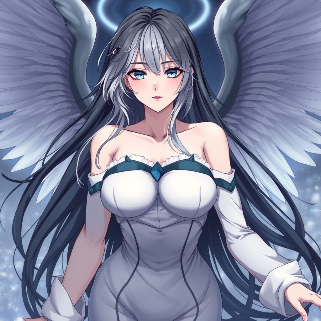 Anime Fallen Angel Woman Descends from Heaven