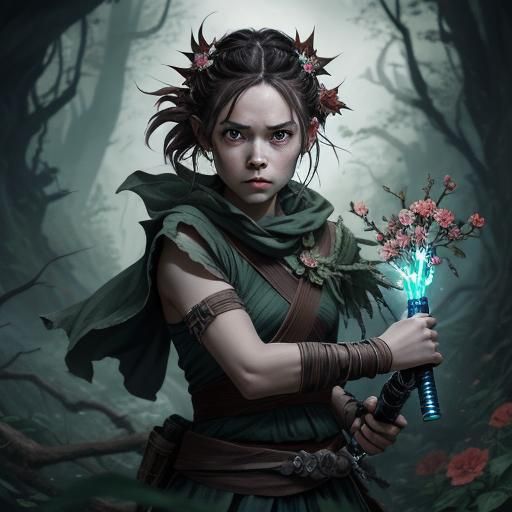 Rey as Dark Fae Queen: Anime Art