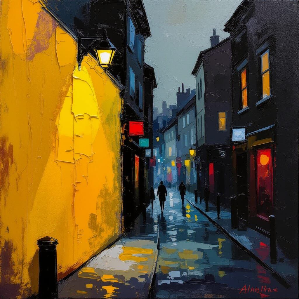 Textured Yellow Wall in Urban Expressionist Painting