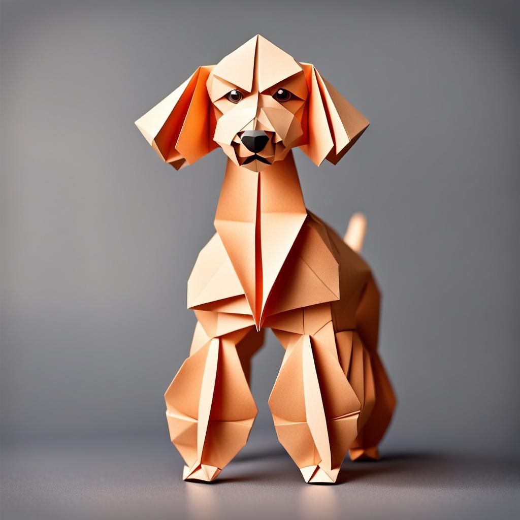 Origami Poodle Papercraft in 8K Resolution