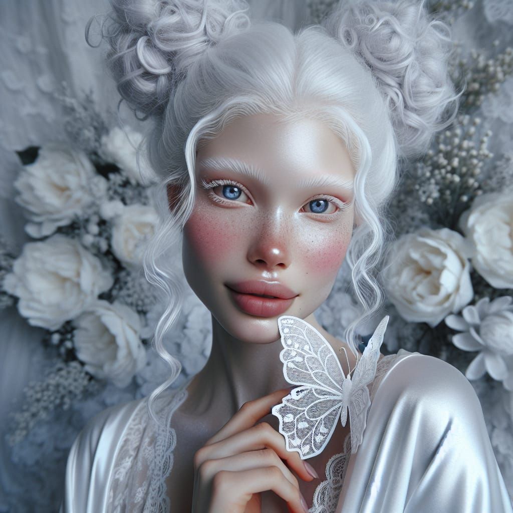 Enchanting Albino Woman with Silver Hair, Fujifilm Pro 400H