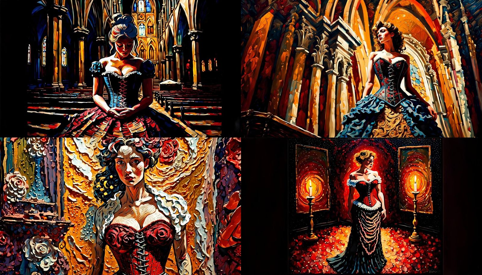 Vintage Corset Lady: Impasto Acrylic Painting