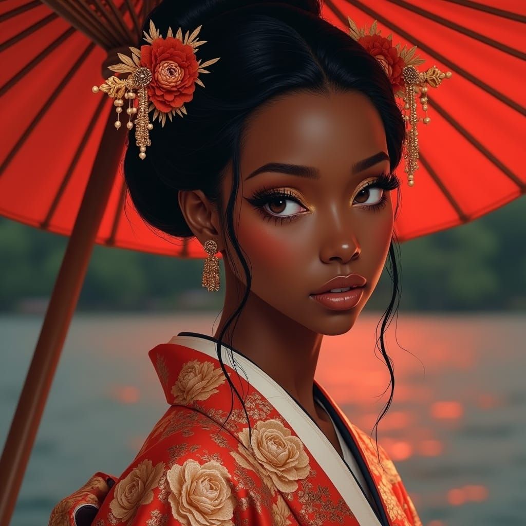 Elegant Woman in Kimono: Artgerm Style Portrait