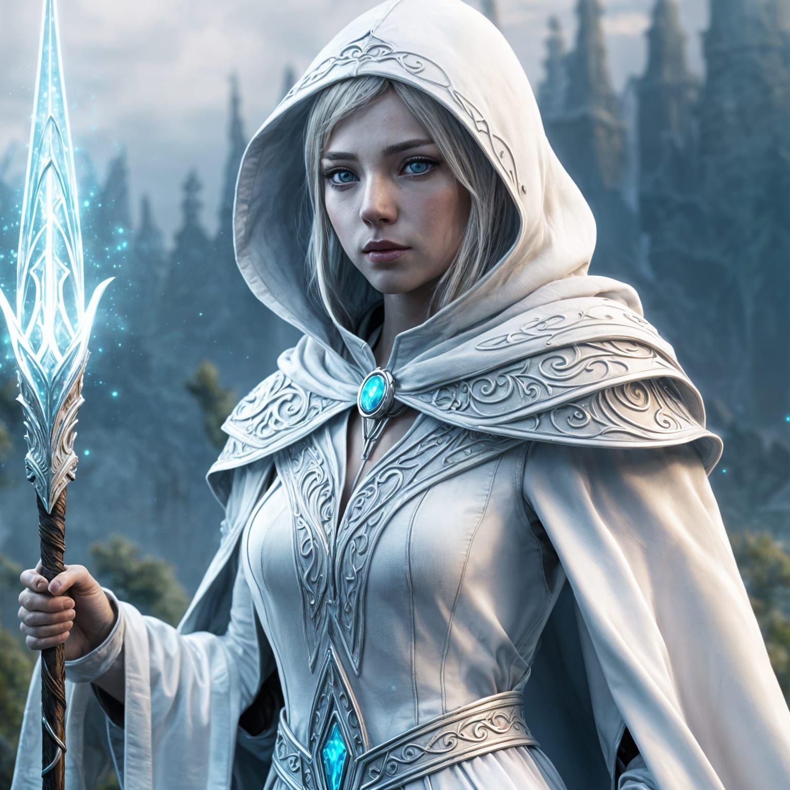 Elven Mage Casting Spell in 3D Anime Art Style