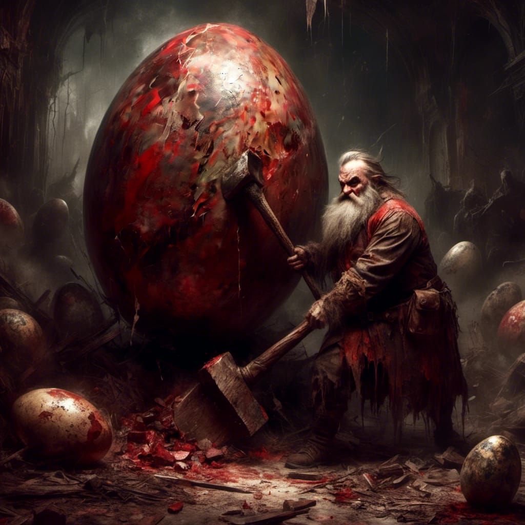 Evil Dwarf Smashes Giant Easter Egg