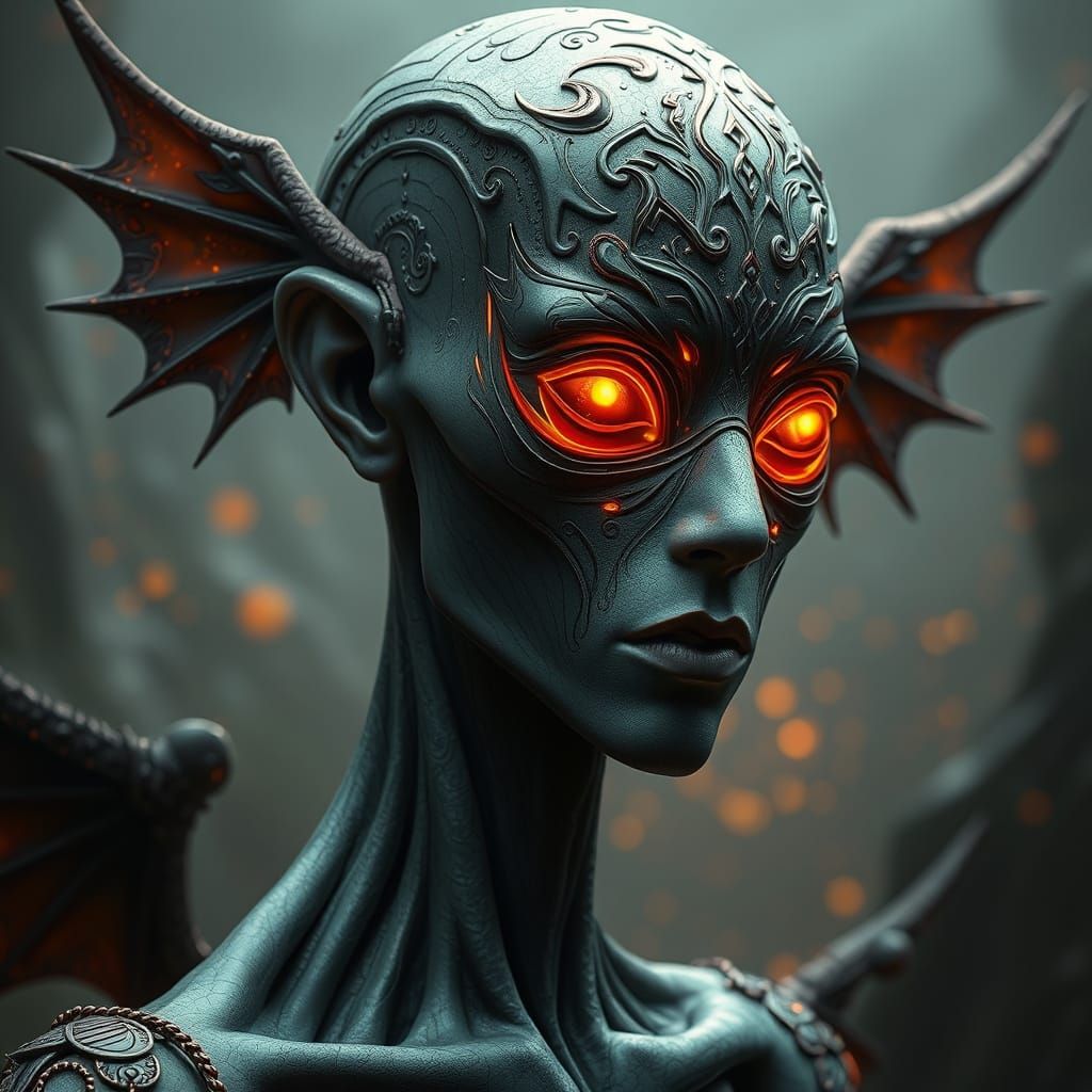 Flexface Figure with Glowing Mask, Detailed Digital Art