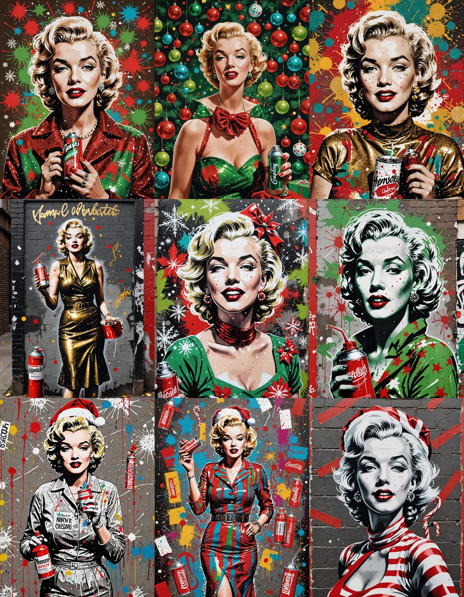 Marilyn Monroe as Mrs. Claus in Pop Art Style