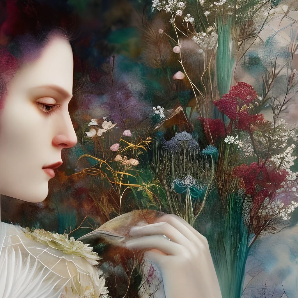 Surreal Ballerina Double Exposure in Mixed Media