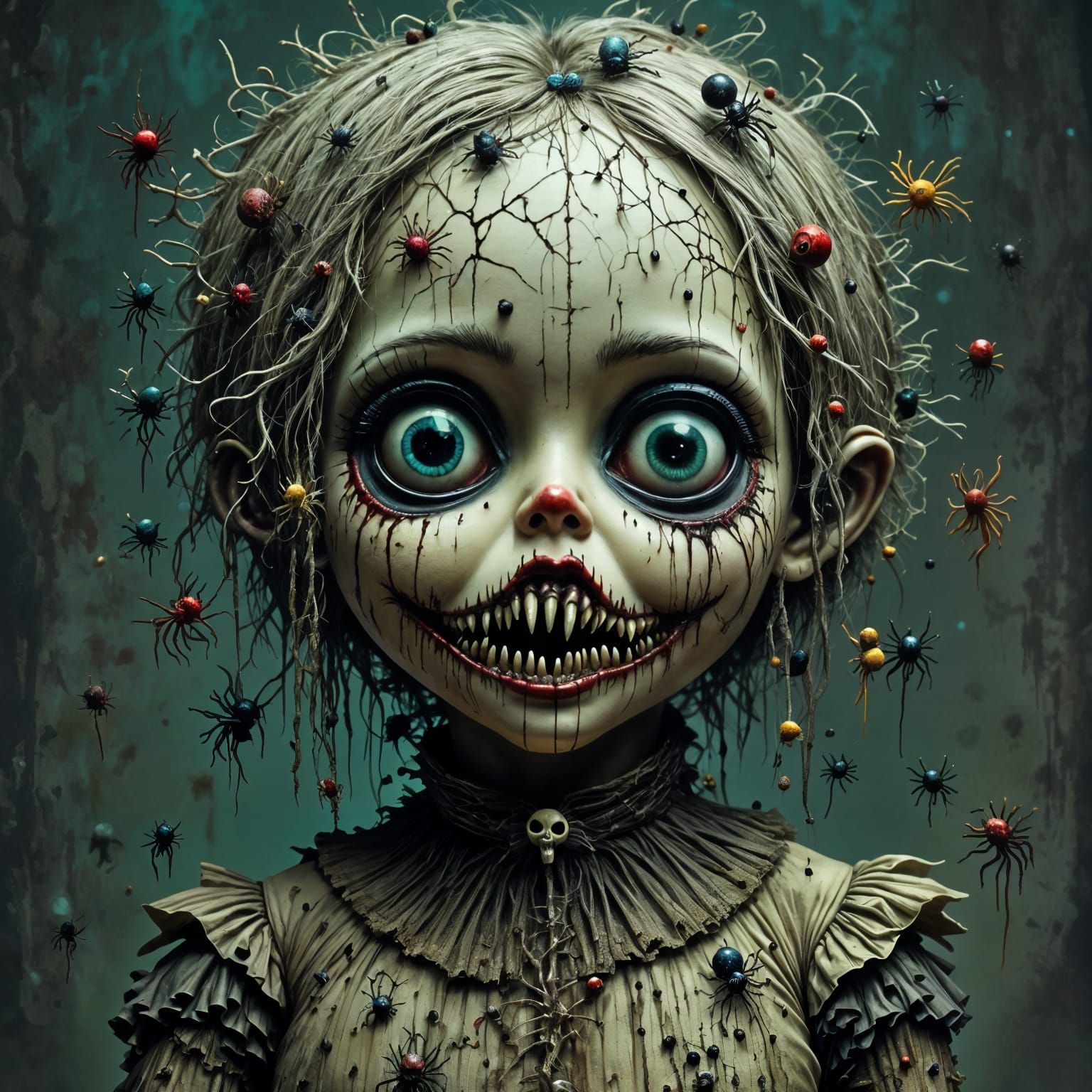 Ethereal Horror Doll with Cursed Bioluminescent Glow