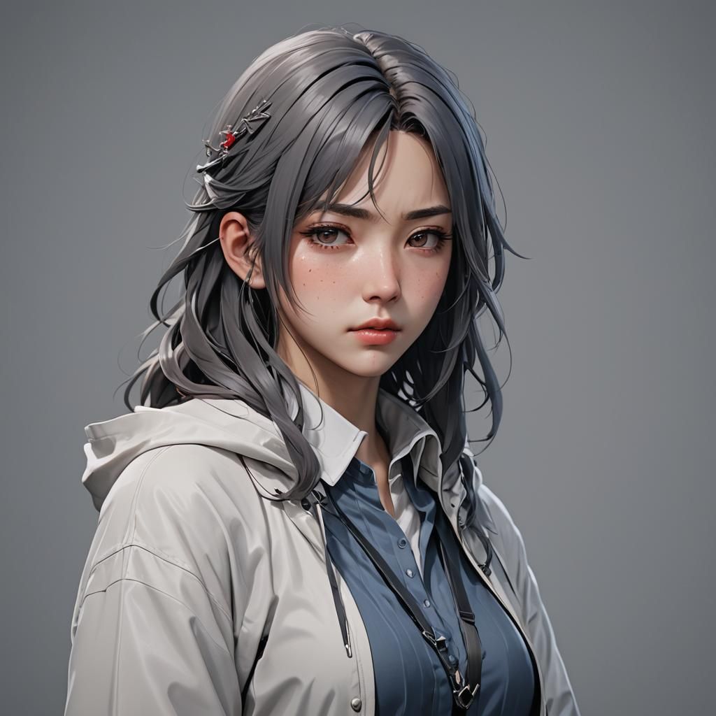 Sad Woman in Detailed 3D Anime Art