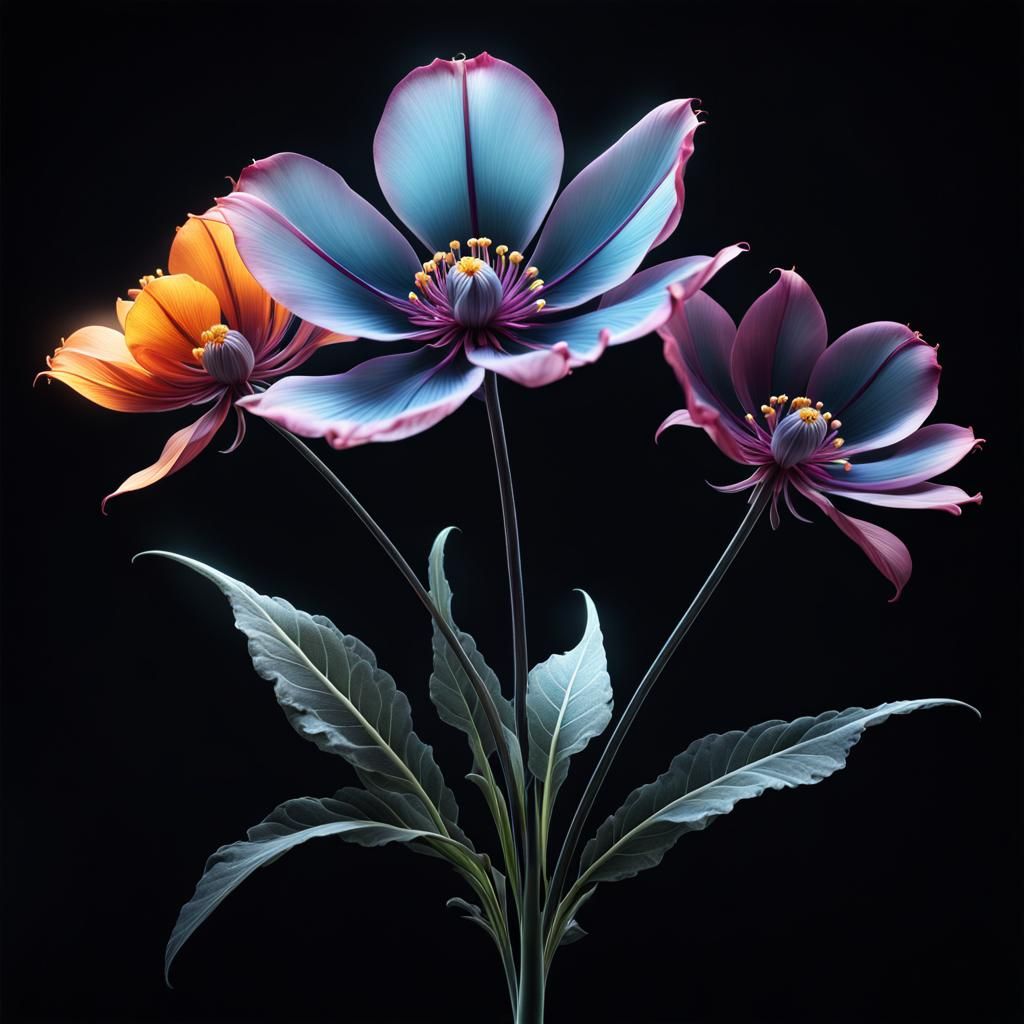 X-Ray Flower in Detailed Matte Painting Style