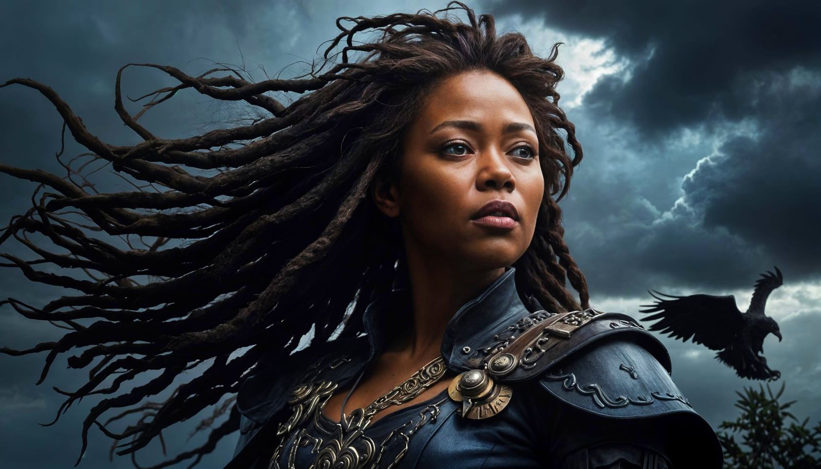 Noblebright Epic Fantasy Heroine in Stormy Landscape