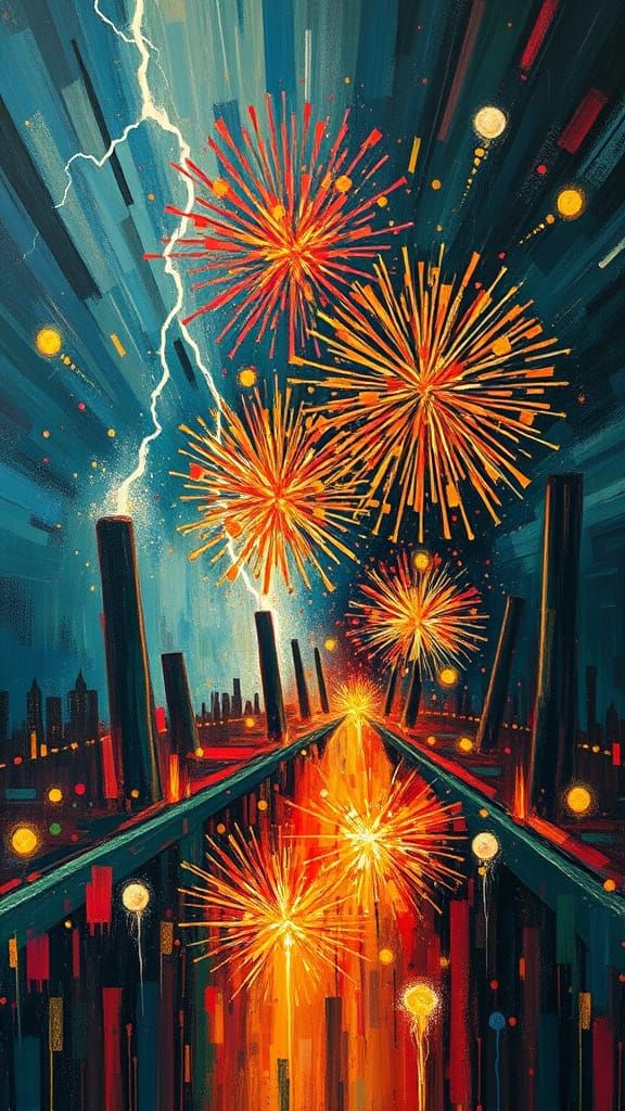 Lightning hits fireworks factory