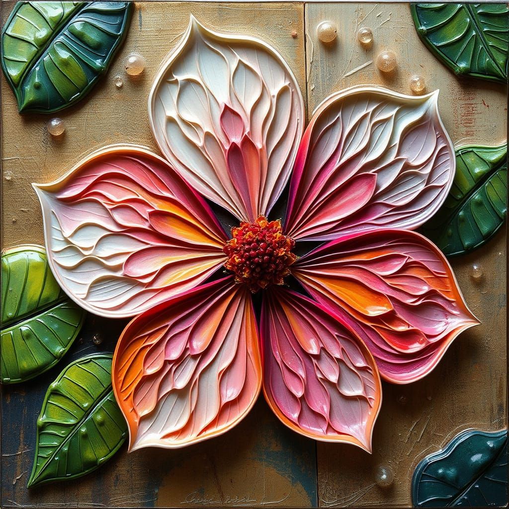 Multiple Tactile Petal acrylic impasto