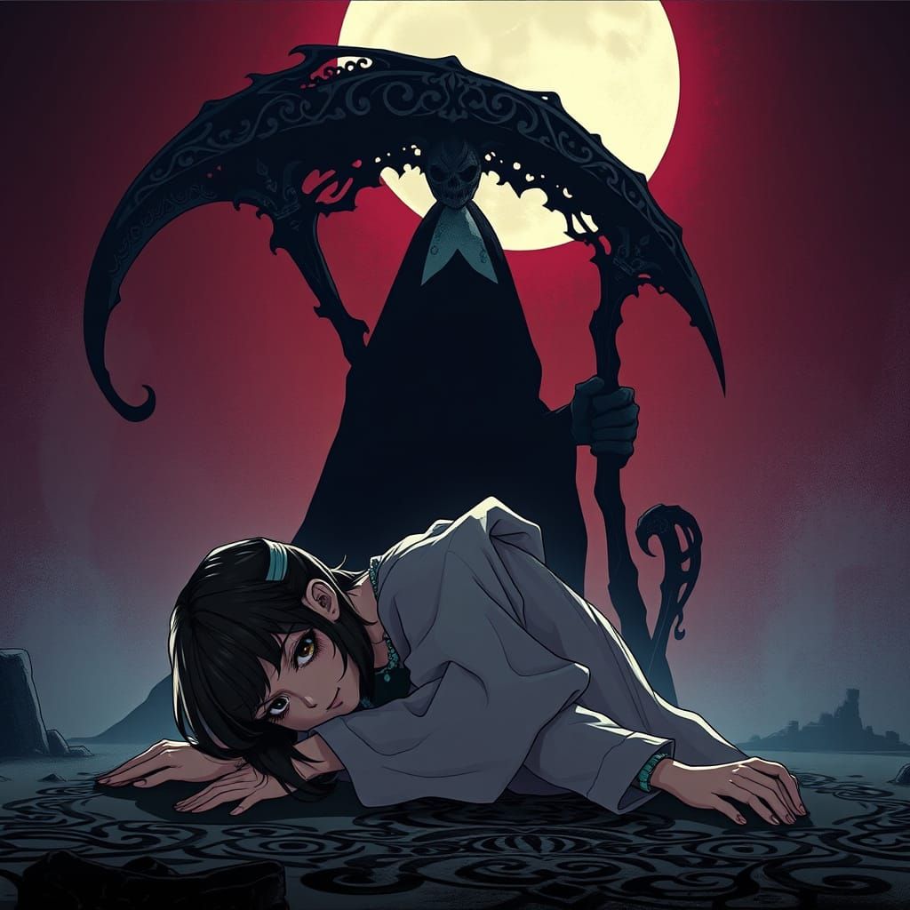 Exhausted Charlie and Ciri in Dark Fantasy Style