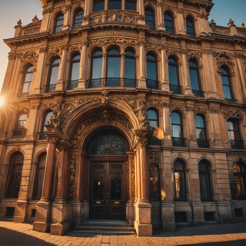 Majestic Sunset Over Historic Building in Cinematic HDR