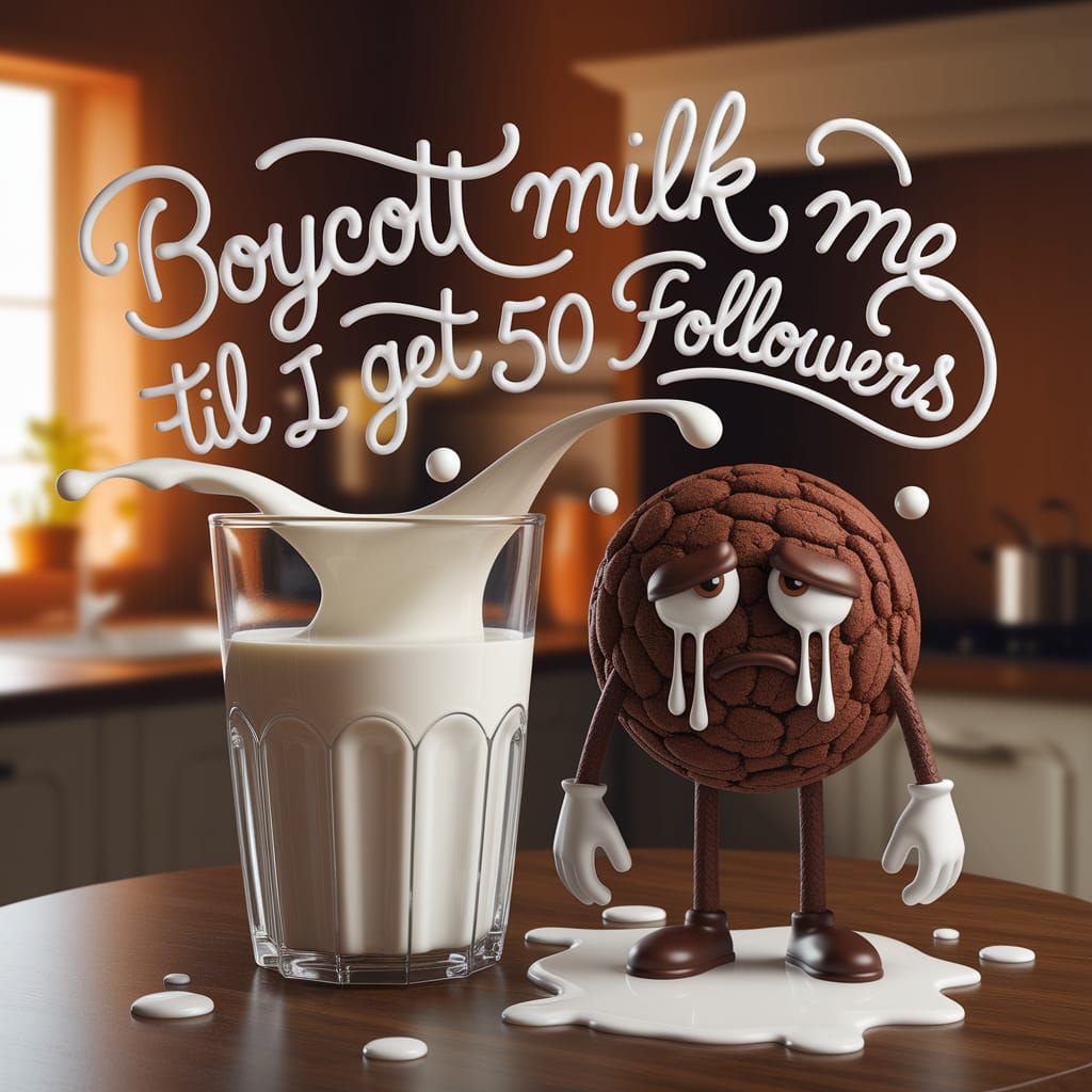 Sad Cookie Boycotts Milk in Cozy Kitchen