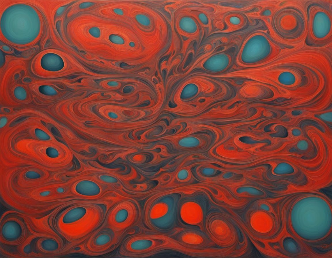 Surreal Vermilion Landscape in Abstract Tonalism Style