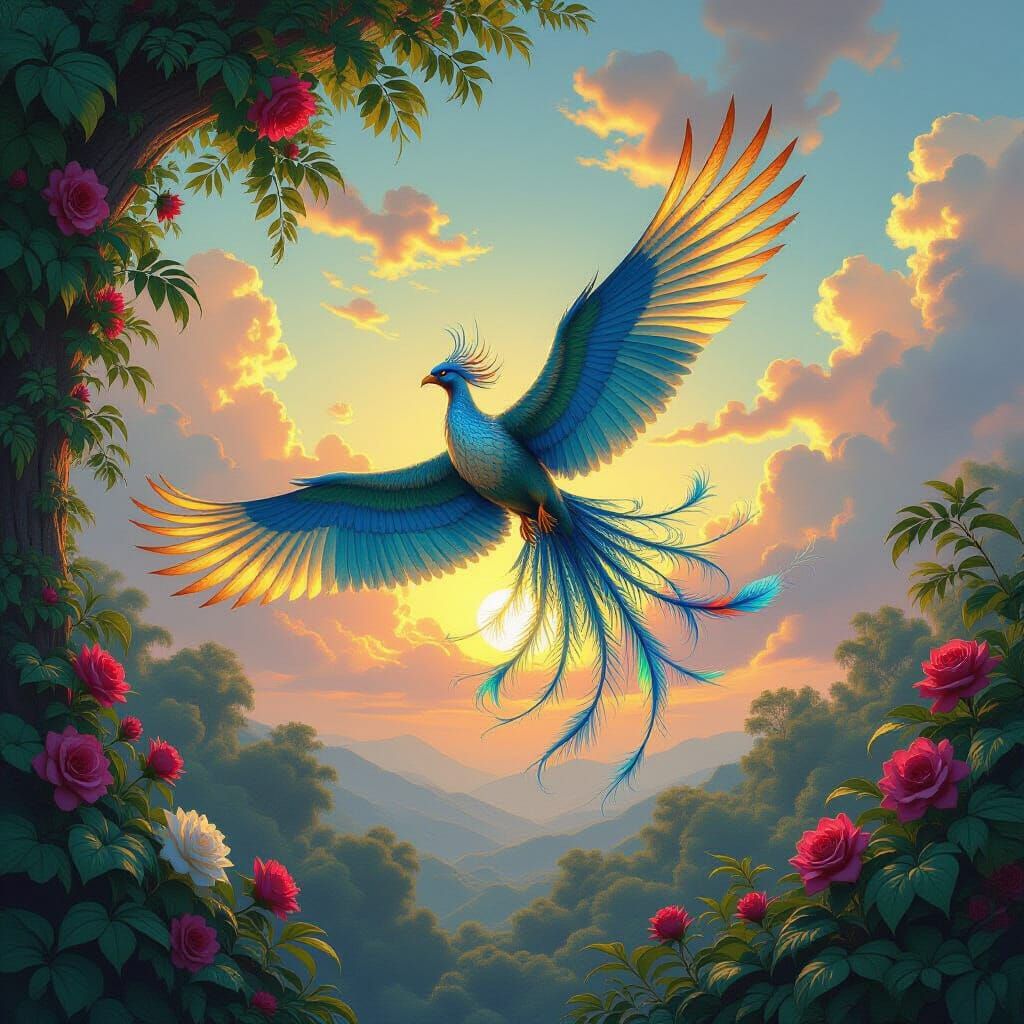 Majestic Mythical Creature Flies to Partner in Eden