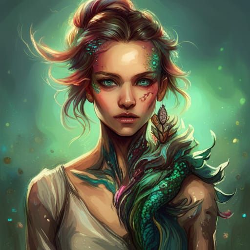 Cyborg Mermaid with Jellyfish Hair, Hyperrealistic Art