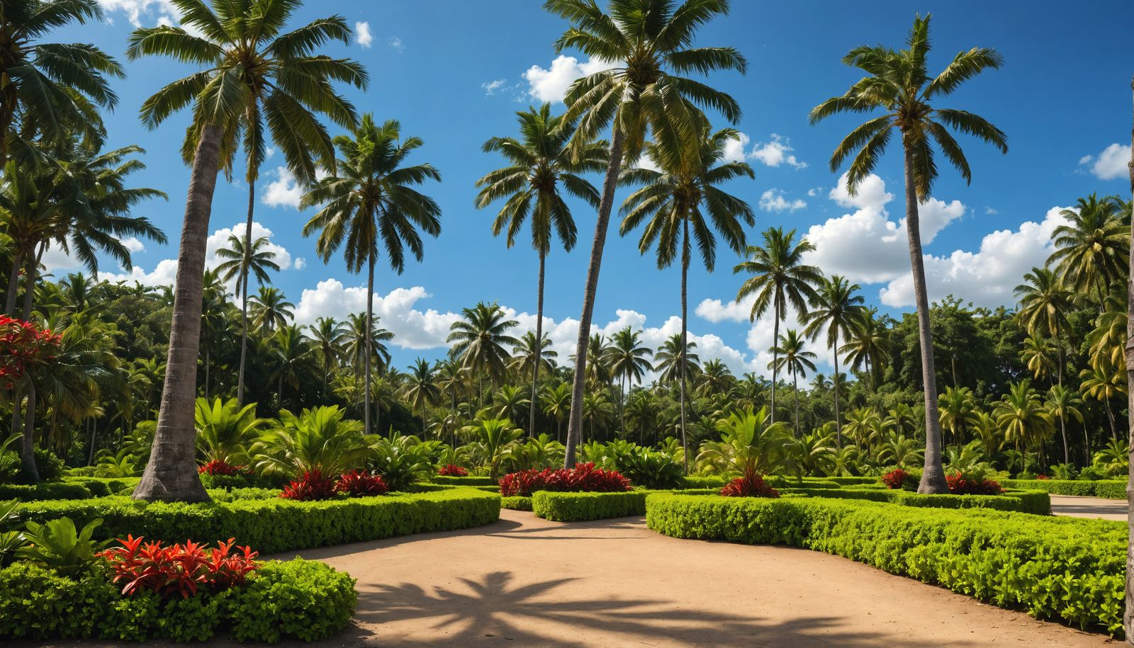 Tropical Park with Palm Trees: Hyperrealistic Image
