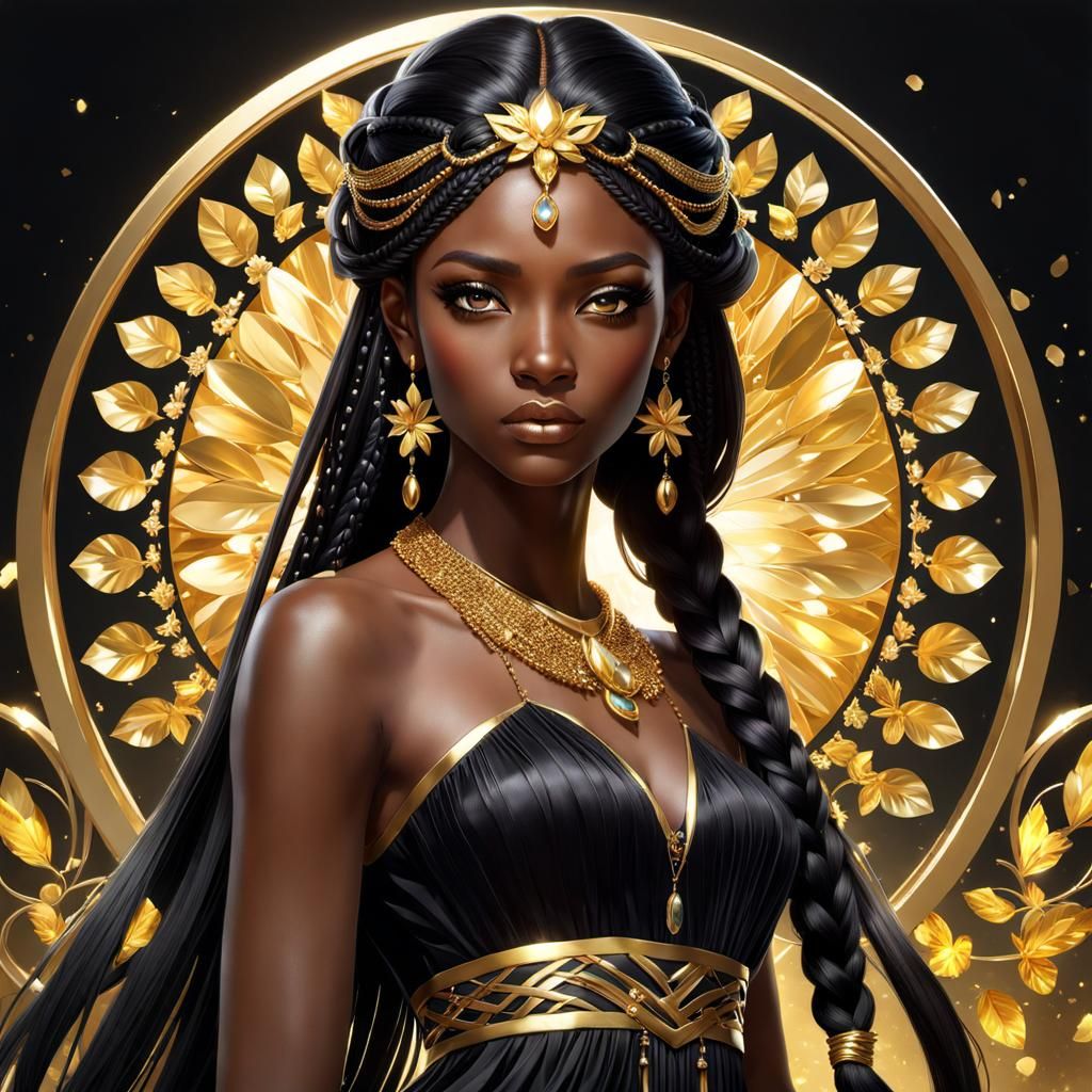 Beautiful Black and Gold Fairy Portrait