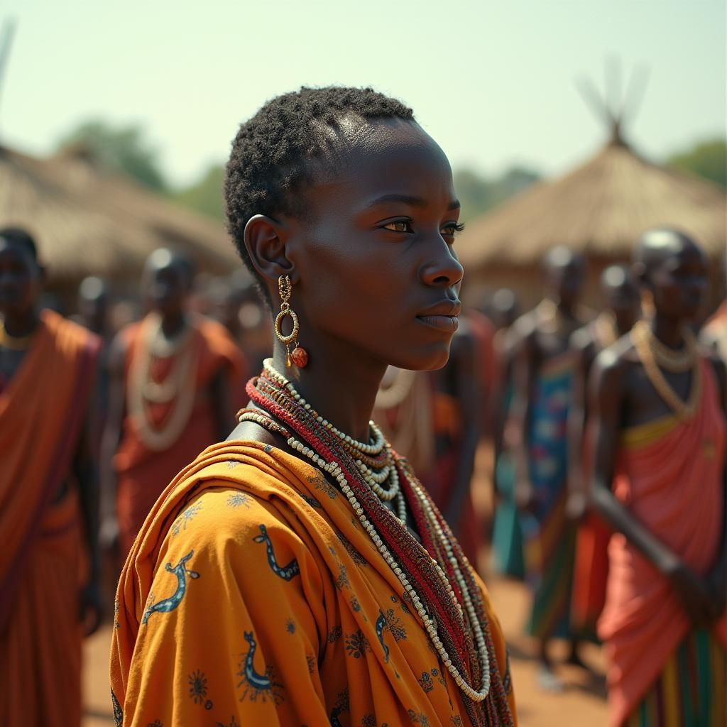 Woman in African Village, Cinematic Film Still