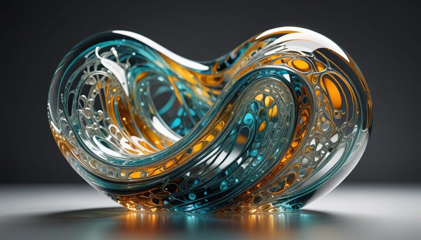 Ethereal Glass Sculpture with Organic Mathematical Forms
