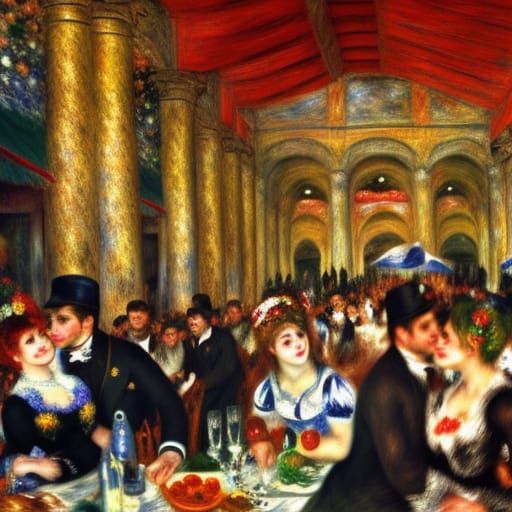 Renoir-Inspired Dance in Detailed Matte Painting Style