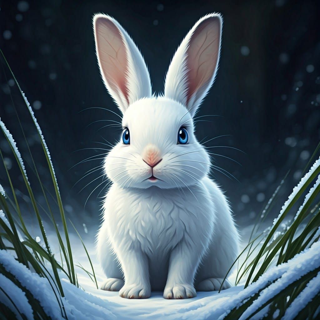 Enchanting Snowy Rabbit in Winter Landscape
