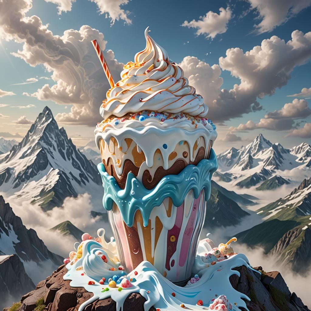 Giant Milkshake Fantasy Landscape, Digital Matte Painting