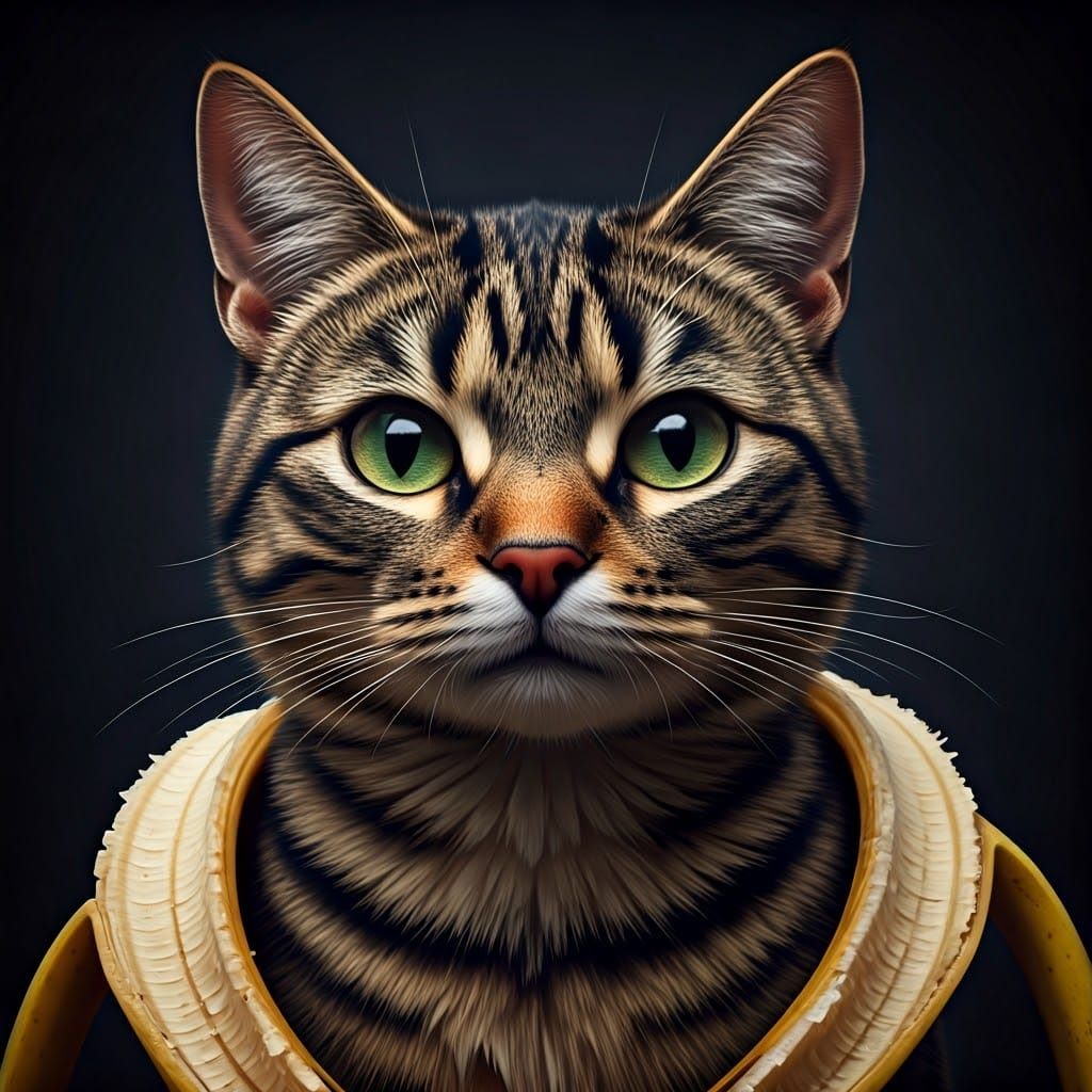 Cats Cozy in Banana Peel: Cinematic Still