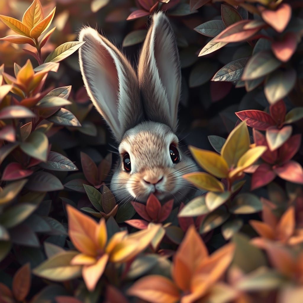 Whimsical Rabbit Hides in Lush Bushland