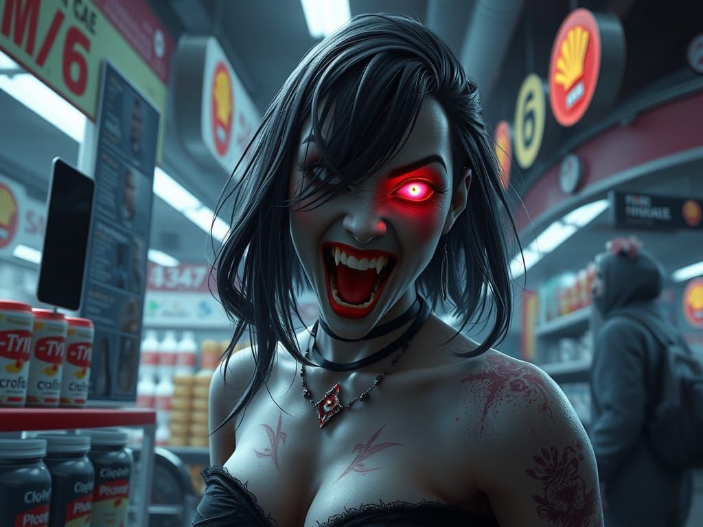 Ethereal Vampire Goddess Confronts Mortal at a Haunted Conve...