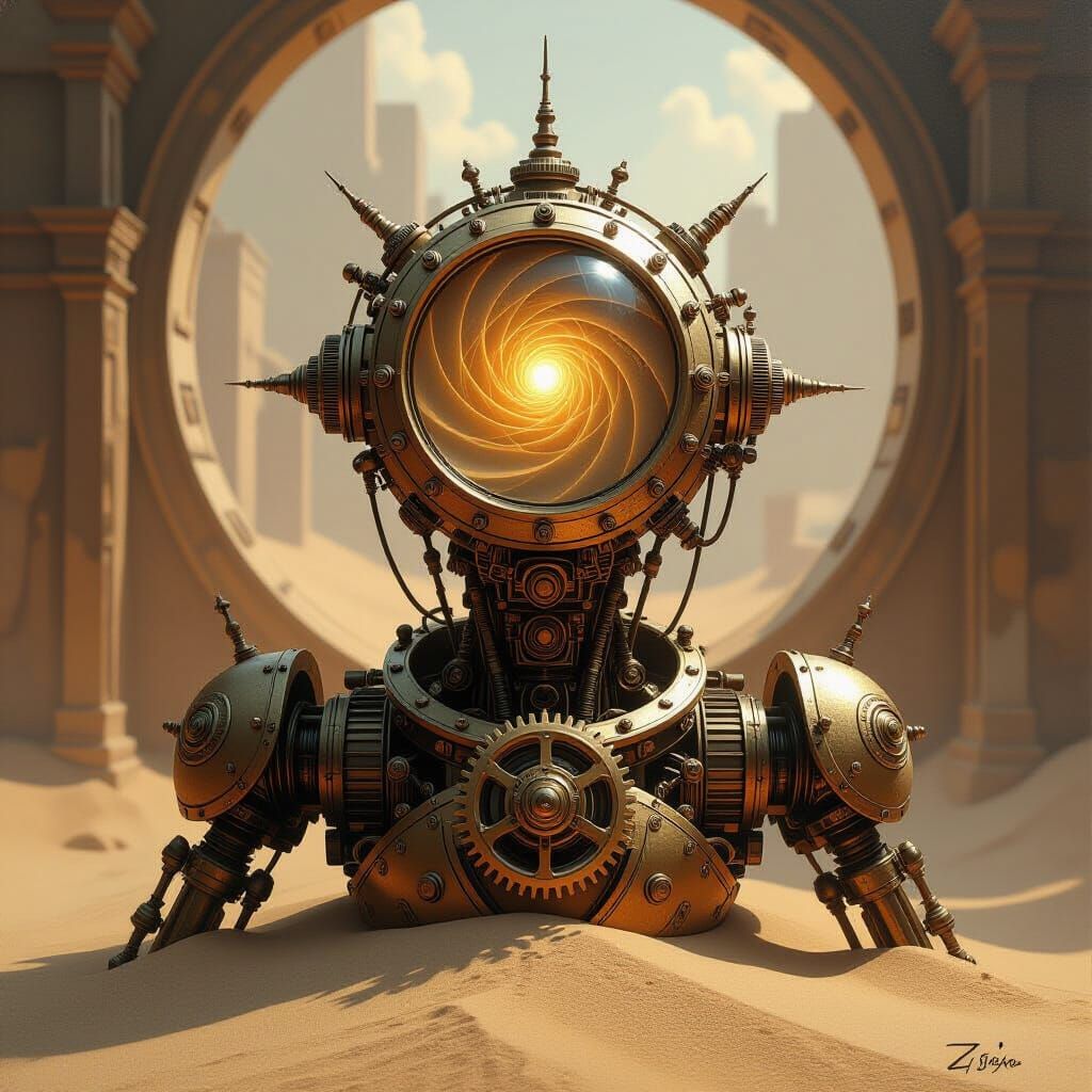 Steampunk Sand Clock Automaton Dissolving Face