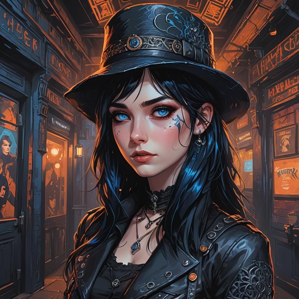 Jennifer at Dimly Lit Punk Club in Dark Fantasy