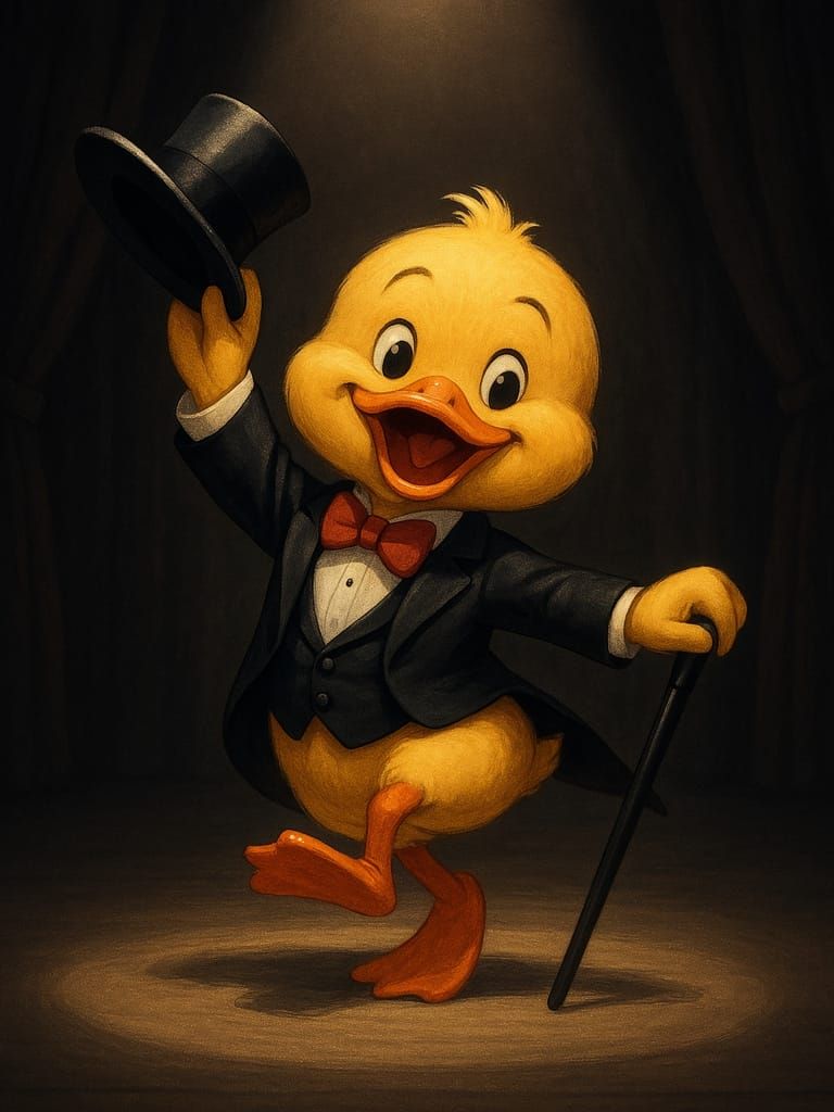 Duckling Dances the Twist in a Tuxedo