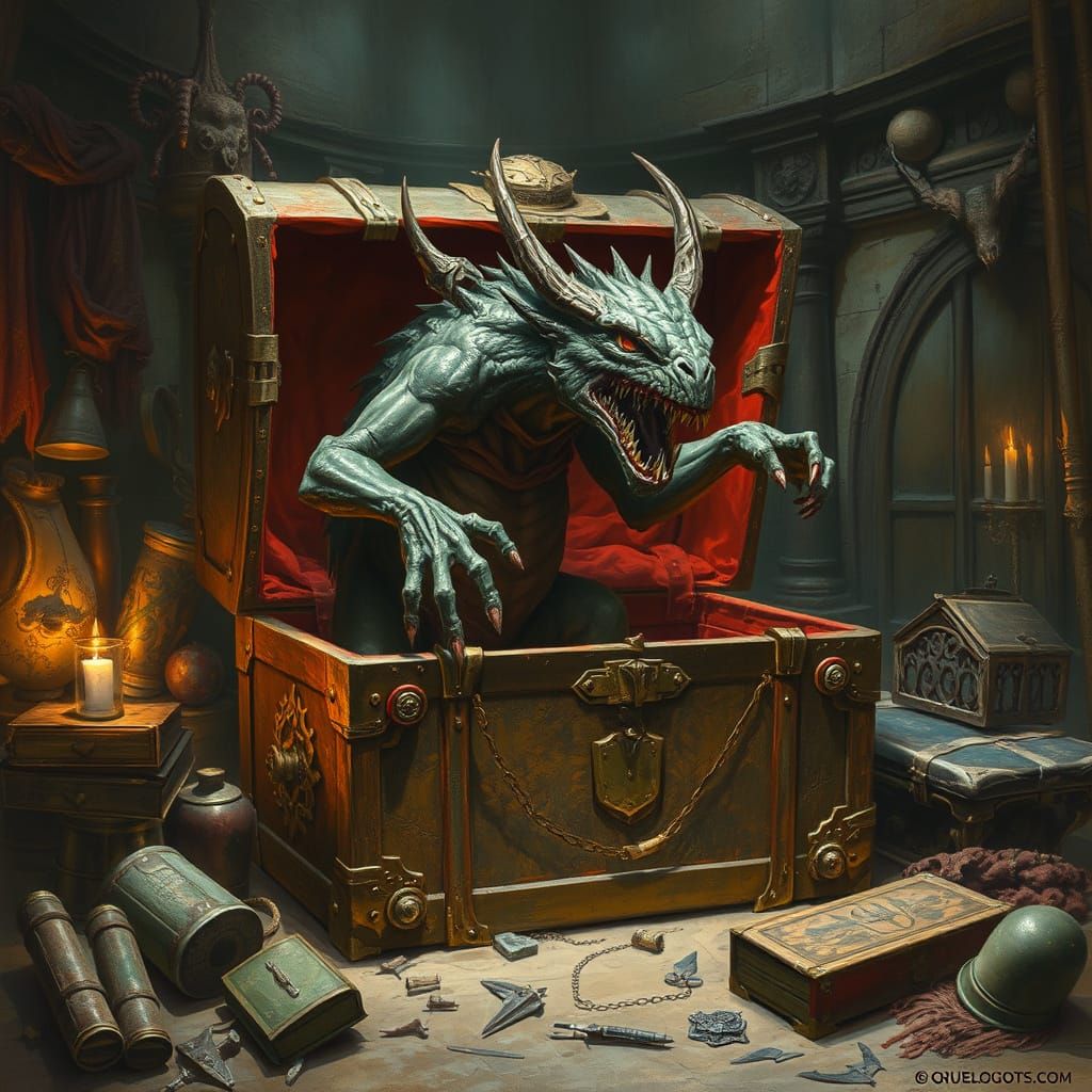Fantastical Treasure Chest Monster Emerges in Realistic Art