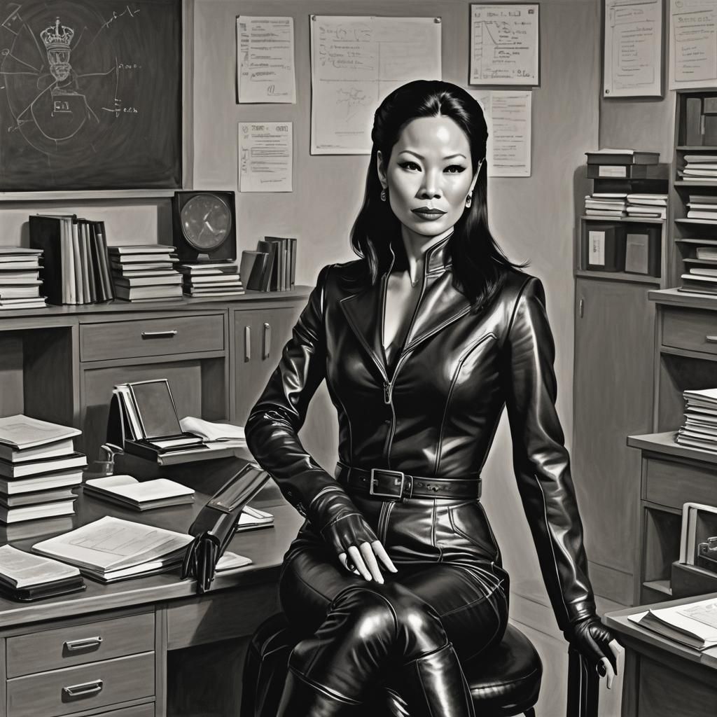 Queen in Leather on a Desk, Sinister Digital Art