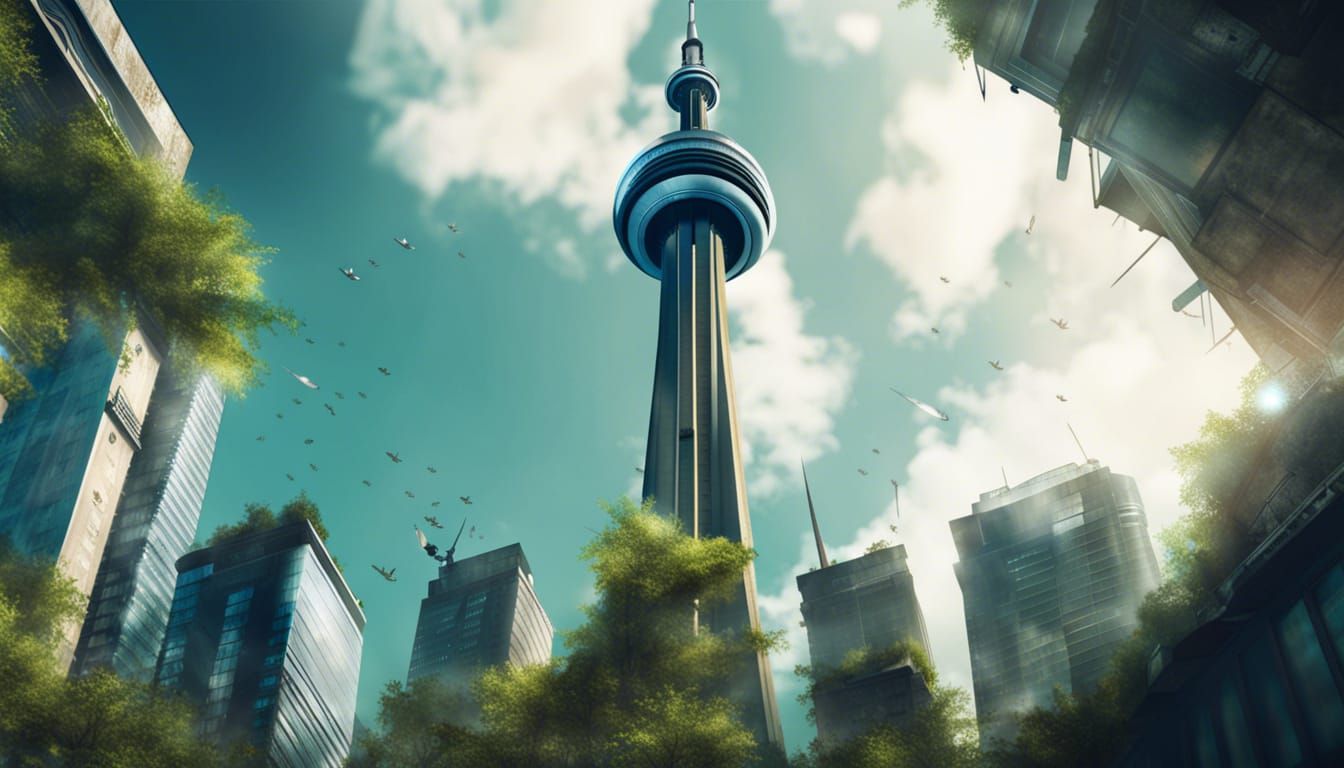 Post-Apocalyptic Toronto: CN Tower in Overgrown City