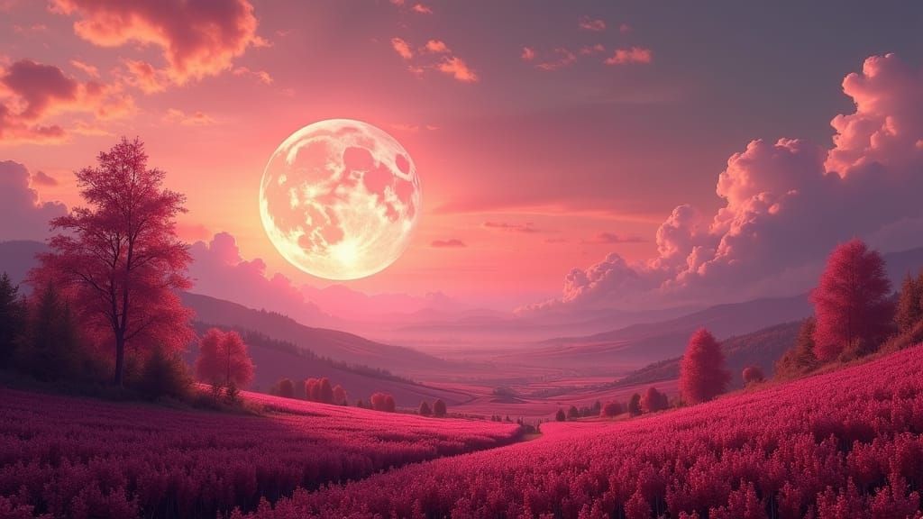 Red Wine Petal: Sci-Fi Pop Art Landscape