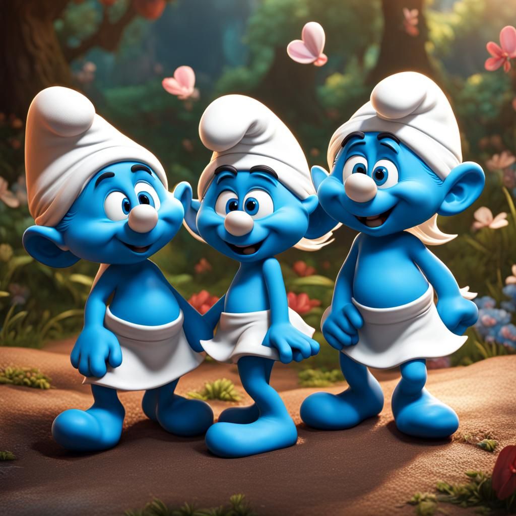 Smurfs in Love: Hyperrealistic Close-Up