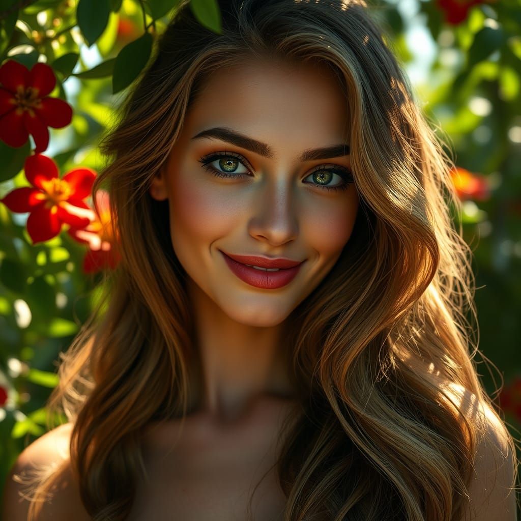 Elegant Woman in a Serene Garden