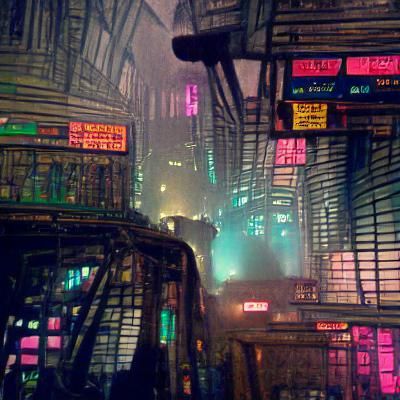 Cyberpunk Cityscape with Flying Vehicles
