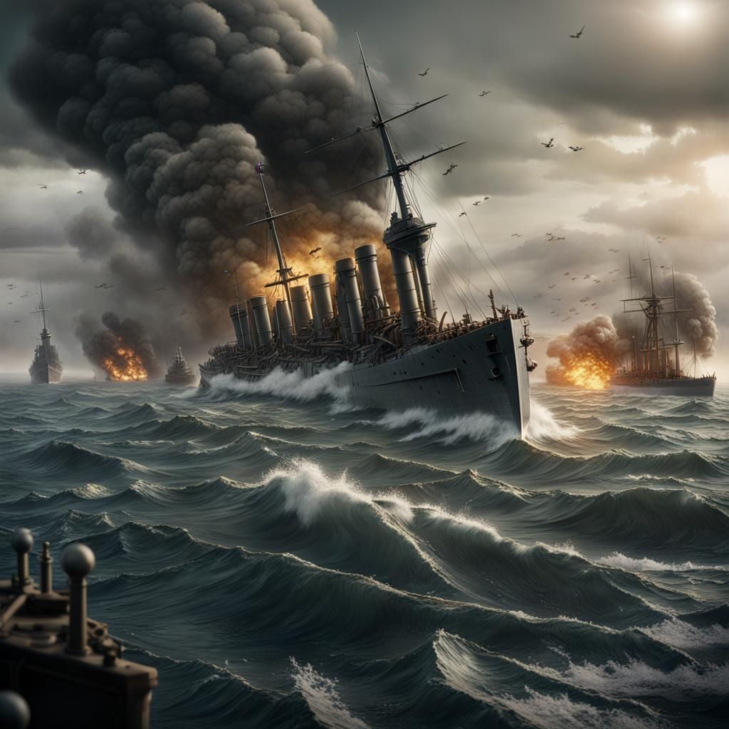 Battle of Jutland: Detailed Matte Painting in Deep Color