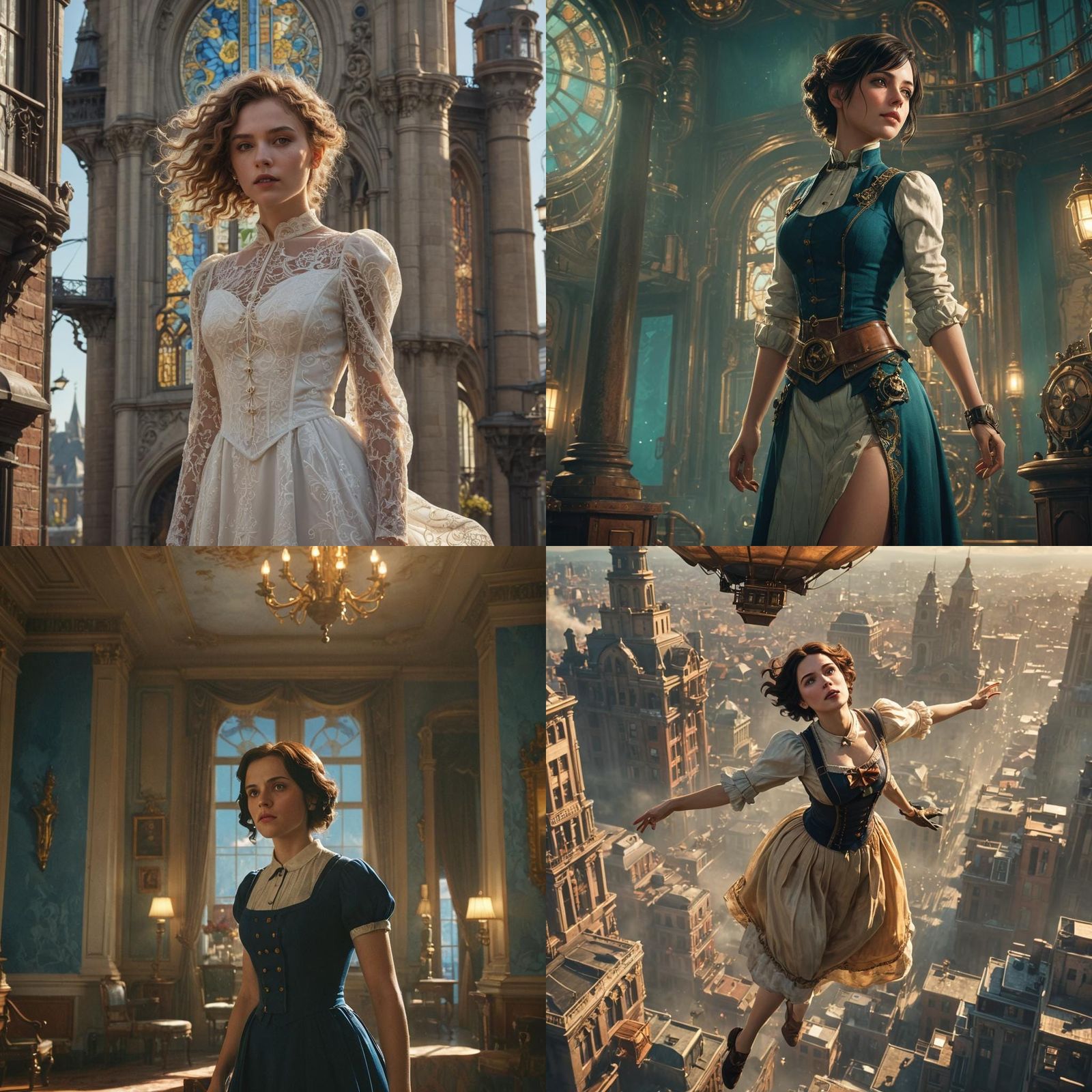 Elizabeth from BioShock Infinite in a Surreal Cityscape