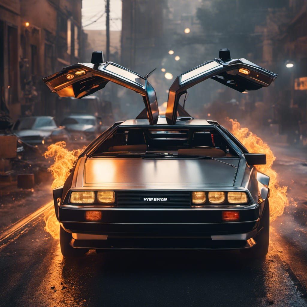 DeLorean Time Machine: Burning Rubber in Art Nouveau Style